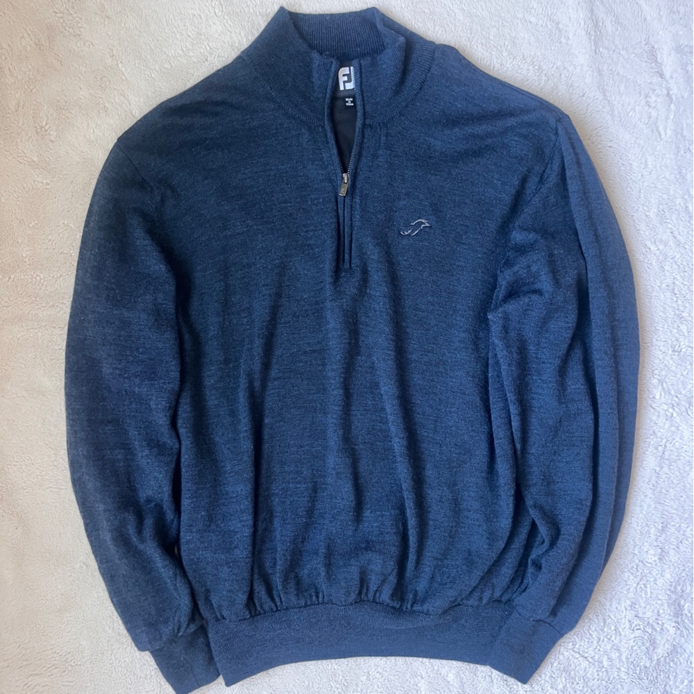 FootJoy Blue Half-Zip Lined Wool Sweater Men Size Large